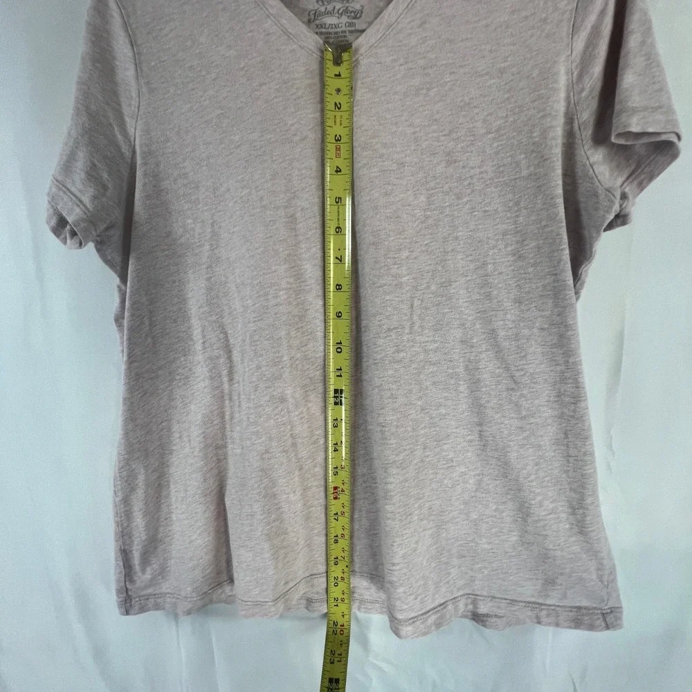 Faded Glory Women's XXL 2XG 20 V-Neck T-Shirt Light Lavender Heather Cotton